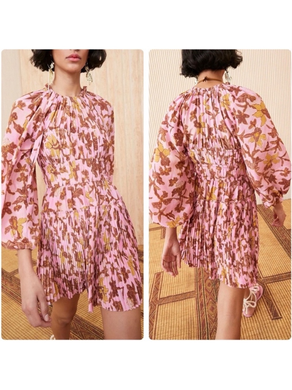 Ulla Johnson - Sefia Dress - Pink & Brown Floral - Size 12